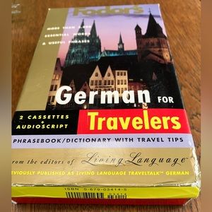 German for Travelers-2 cassettes w/audio script plus phrase book and dictionary